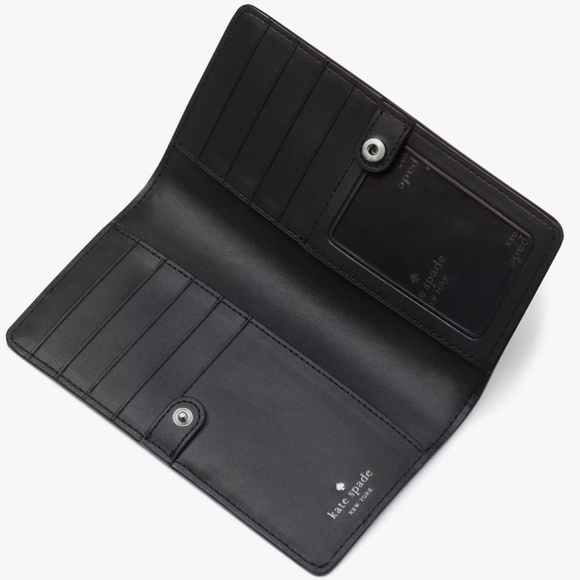 NEW KATE SPADE Madison Large Slim Bifold Wallet Saffiano Leather Black NWT - Picture 2 of 5